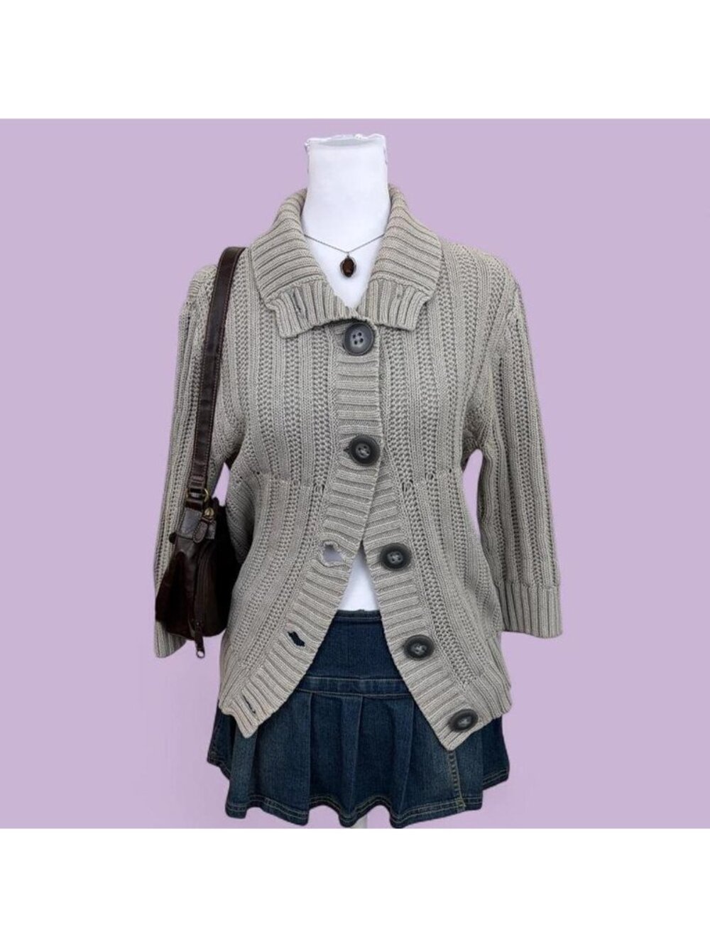 2010s gray cottagecore cardigan